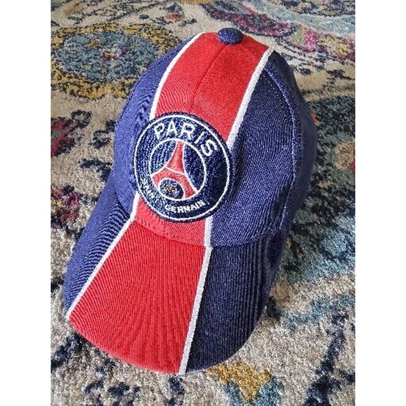 Paris Saint-Germain Blue Red Adjustable Hook Loop 54cm Hat Ball Cap - Picture 1 of 9